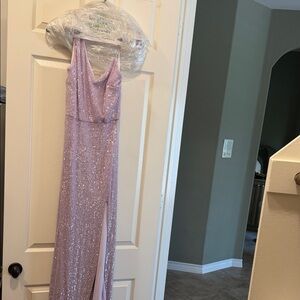 Sparkling Lavender Gown with Slit
